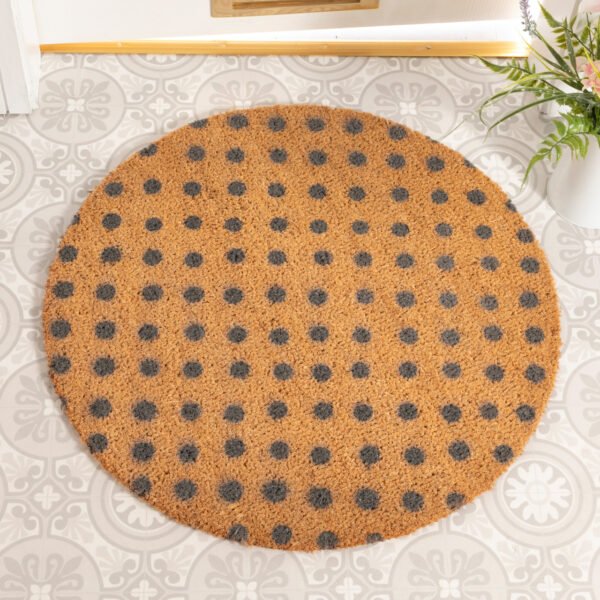 Grey Dots Circle Doormat Artsy Mats
