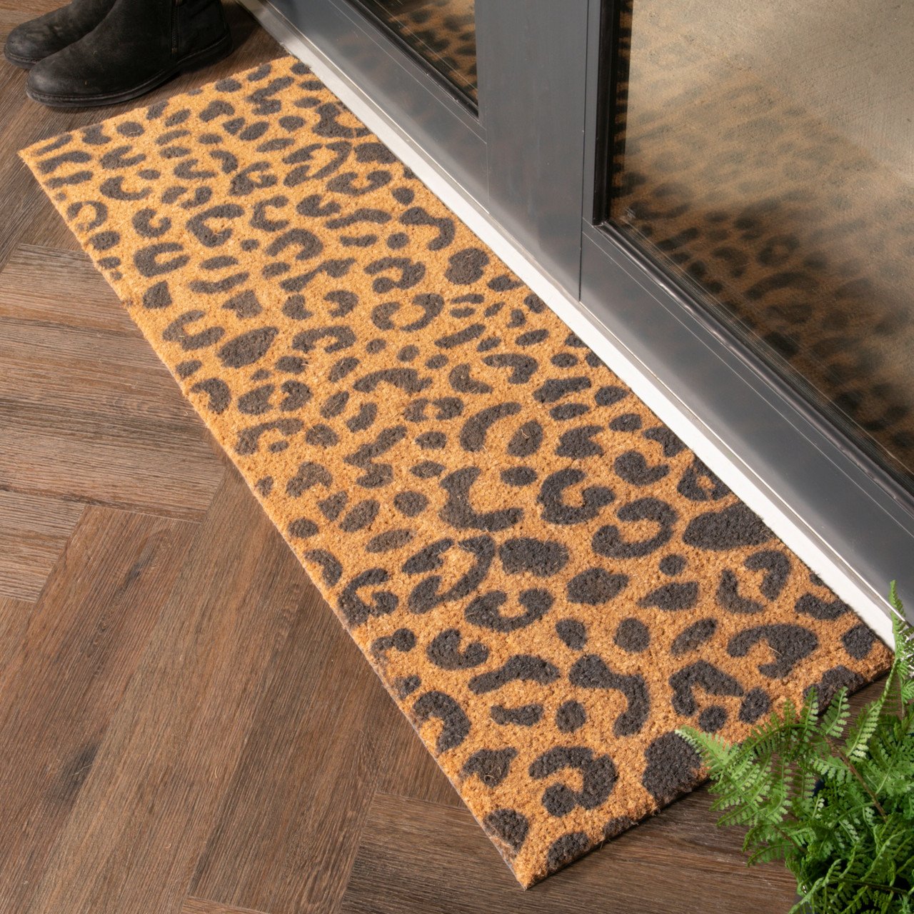 Grey Leopard Print Double Doormat Artsy Mats