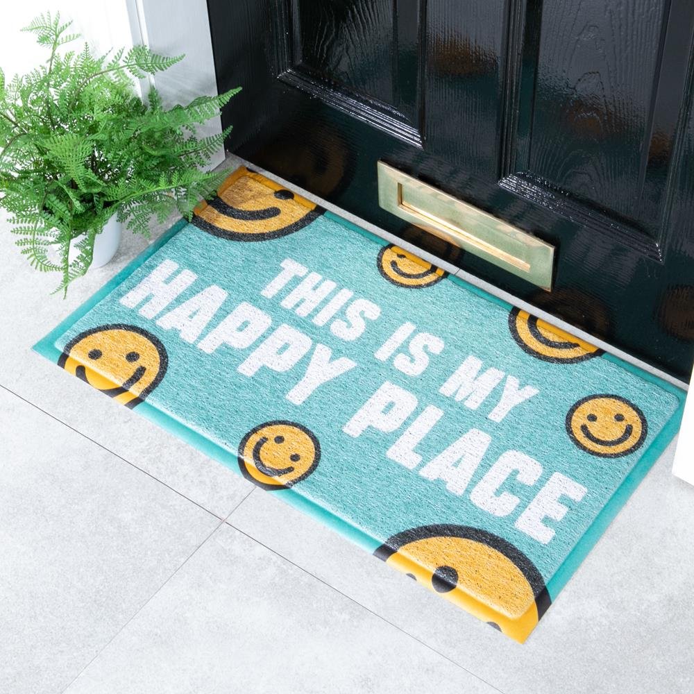 Blue Happy Place Doormat (70 x 40cm) Artsy Mats
