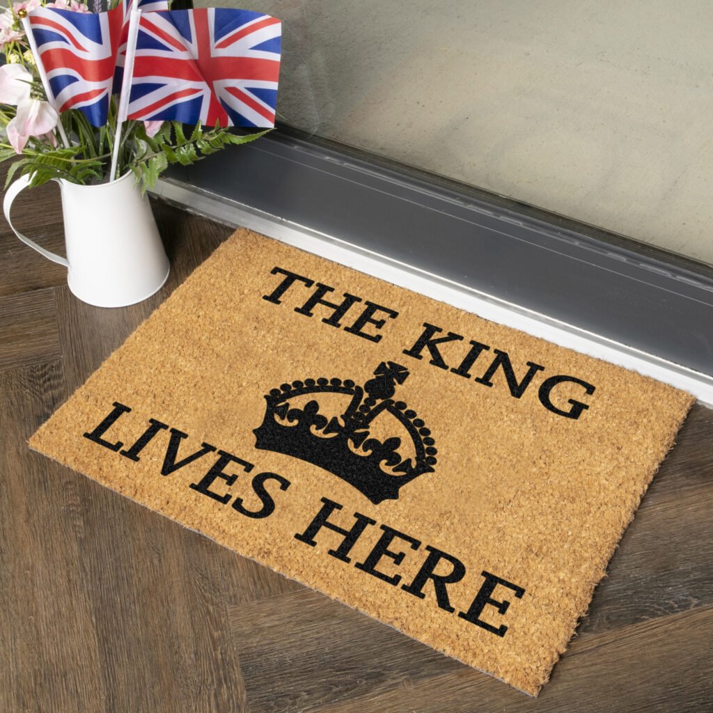 The King Lives Here Doormat Artsy Mats